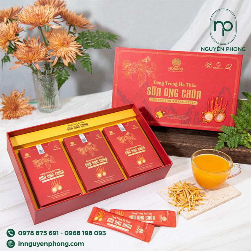 In hộp đựng đông trùng hạ thảo sữa ong chúa